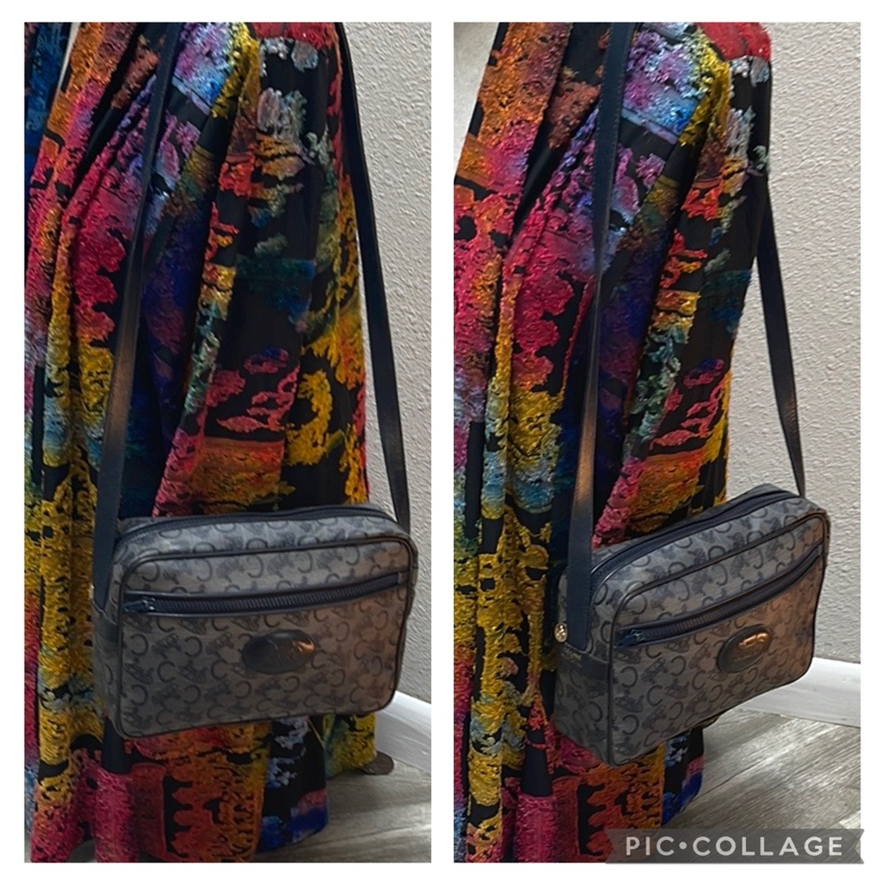 Rare Authentic Celine CC Logo Navy Vintage Shoulder Bag - Picture 11 of 16